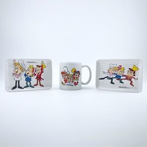 Kellogg Snap Crakle Pop Cartoon 2001 Mug 1984 Rolling Trays Rice Krispie Treats